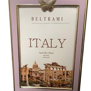 Beltrami Silver Plated - 4x6 -Picture Frame - Lavender Frame with Gold Butterfly